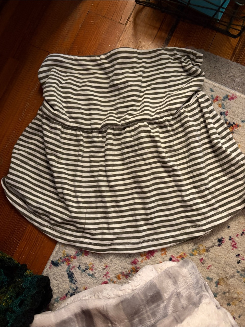 American Eagle Green Striped Babydoll Tube Top